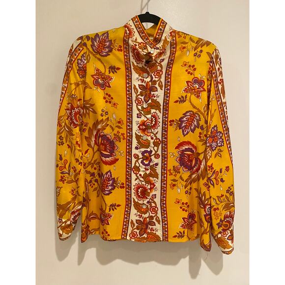 Saks Fifth Ave Vintage Ala Casa by Eddy George Button Down Shirt & Sash size S/M - Picture 15 of 15